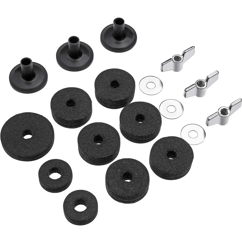 18 Pieces Cymbal Replacement Accessories Cymbal Felts Hi-Hat Clutch Felt Hi Hat Cup Felt Cymbal Sleeves With Base Wing Nuts And