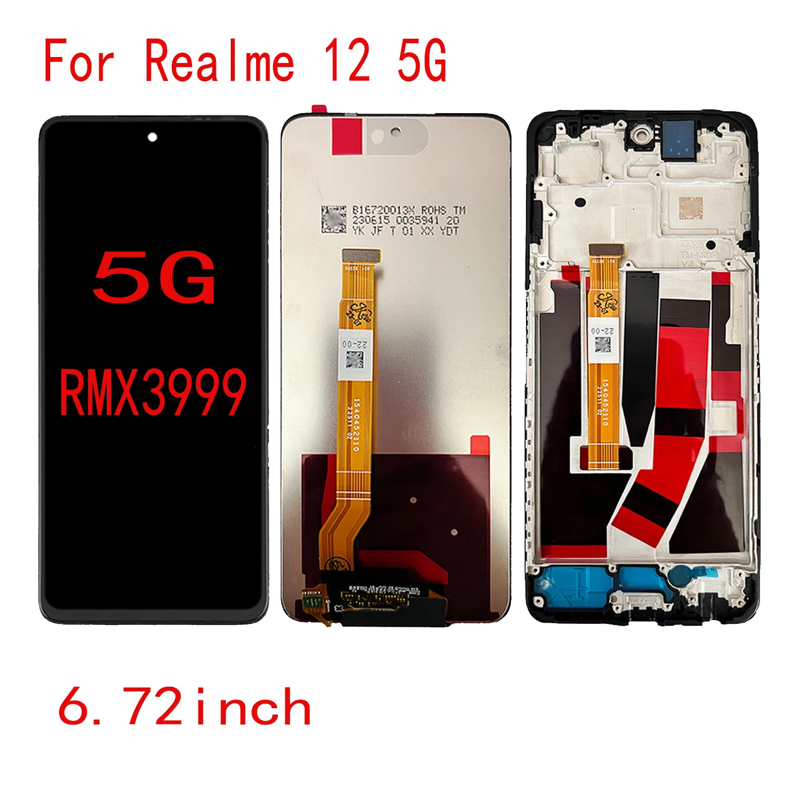 

For realme 12 RMX3999 LCD Display Touch Screen Digitizer Assembly