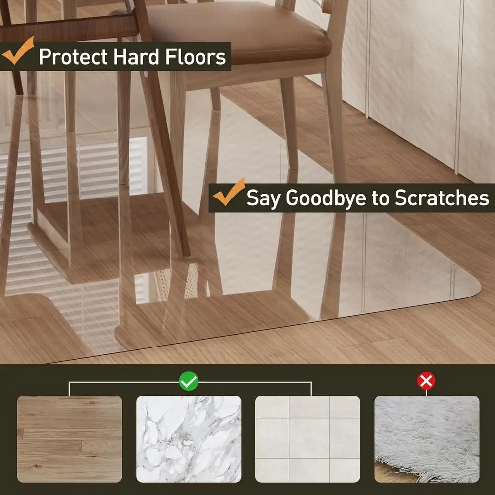 6x9ft Clear Anti-Slip Waterproof Vinyl Rug - Spill-Proof Protector for Home Floors, Easy to Clean Mat for Bedrooms and High Chai