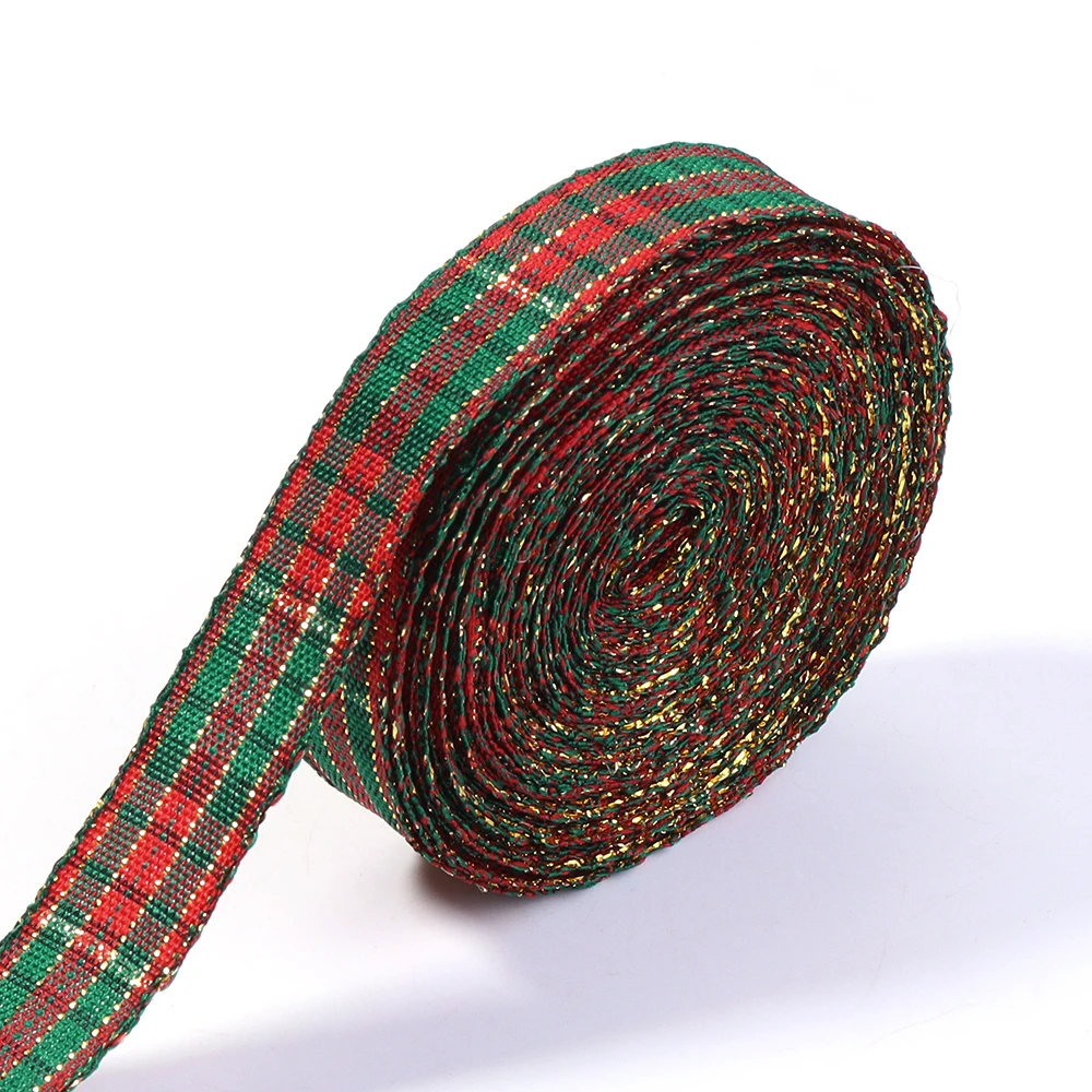 5-10 yards/lot Polyester Vintage Plaid Bänder Weihnachten Rot Grün Plaid Bänder Für DIY Party Weihnachten Geschenke Verpackung zubehör – Detail 8