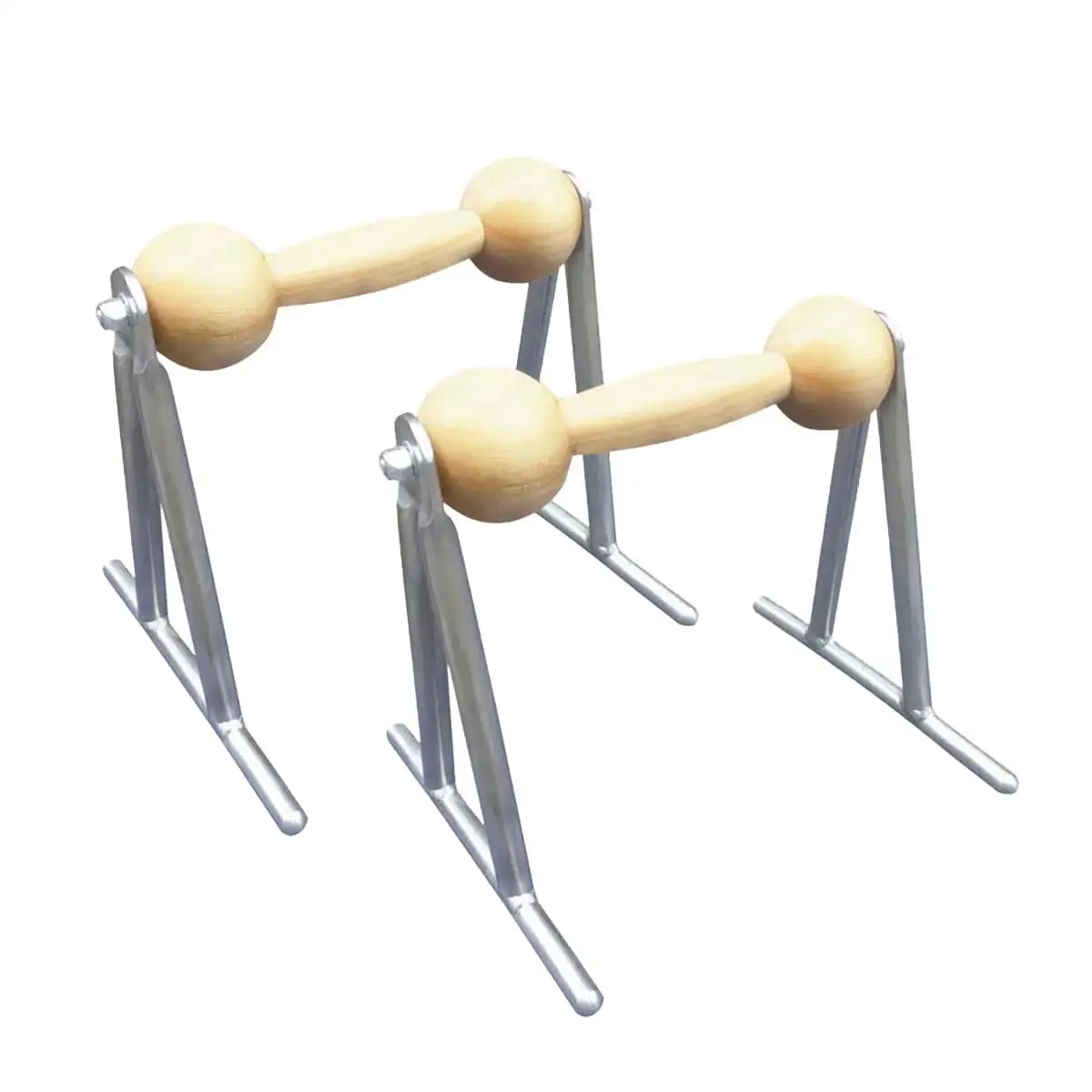 Classical Pilates Push up Device (Pair) Stainless Steel Frame with Solid Birch Wood Handles