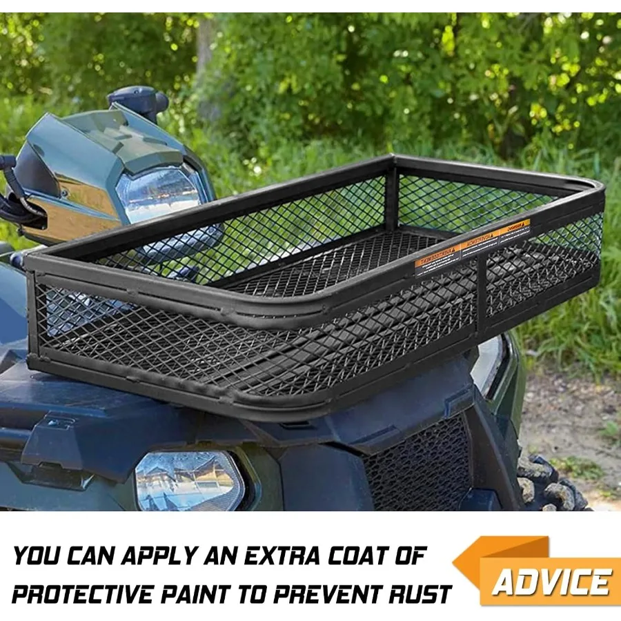 Robuster ATV-Gepäckkorb vorne, 17 B x 36 L x 6 H, Regale und Körbe mit Stahlgeflechtoberfläche, inklusive Montagesatz, ATV-Aufbewahrung