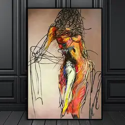 Arthyx Large Handpainted Abstract Naked Woman Oil Paintings On Canvas,Modern Figure Wall Art,Pictures Room Decoration,Home Decor