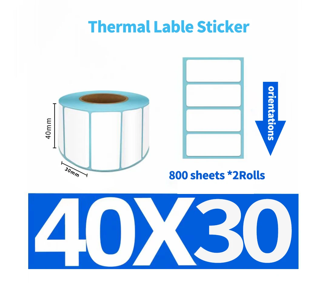 30/40/50MM Width Blank White Direct Thermal Print Adhesive Paper Thermal Label Sticker Thermosensitive Paper Waterproof Oilproof