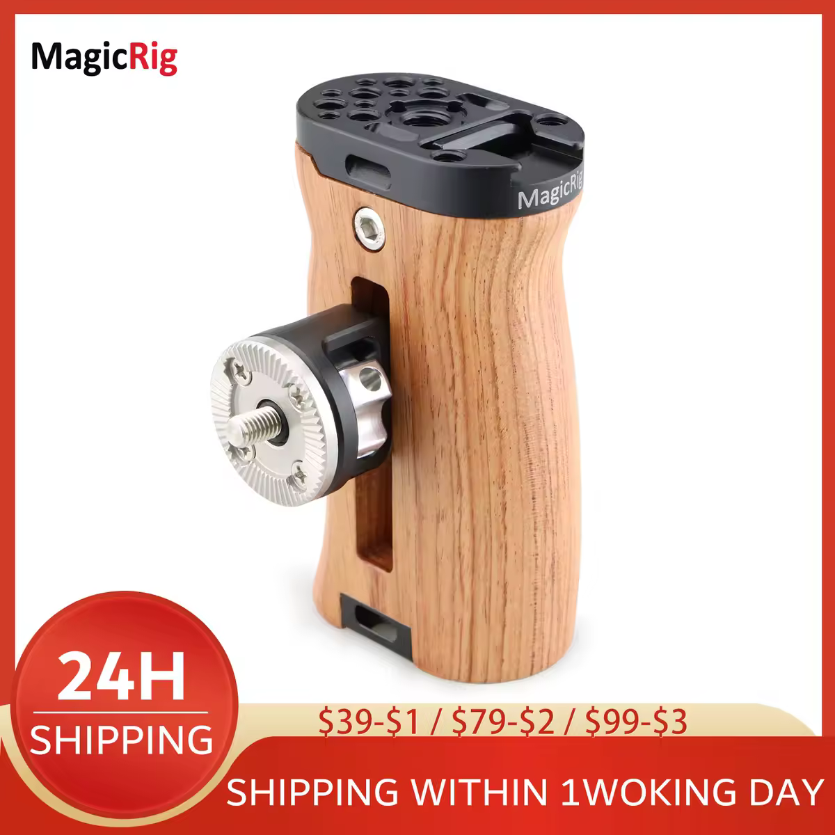 ידית צד מעץ MAGICRIG עם בורג ARRI Rosette M6 לכלוב מצלמת DSLR / תמיכה להרכבה על הכתף (עבור יד שמאל/ימין)