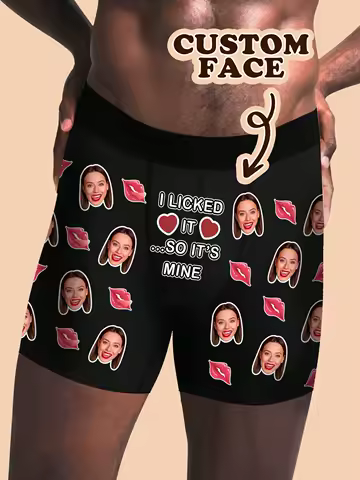 Custom Face Boxer Briefs For Men Personalized Valentine Gift Funny Photo Underwear For Husband Boyfriend Anniversary