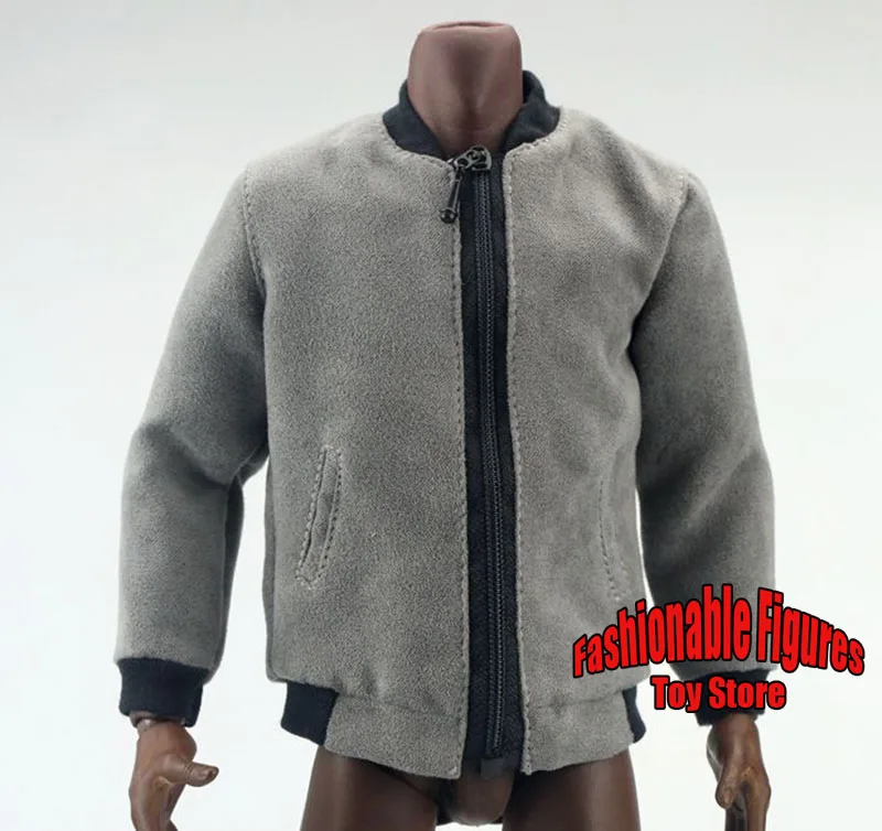 1/6 Men Soldier Jacket Trend Solid Stand Neck Long Sleeves Cardigan Zipper Coat Clothes Accessory For 12'' Action Figure Body