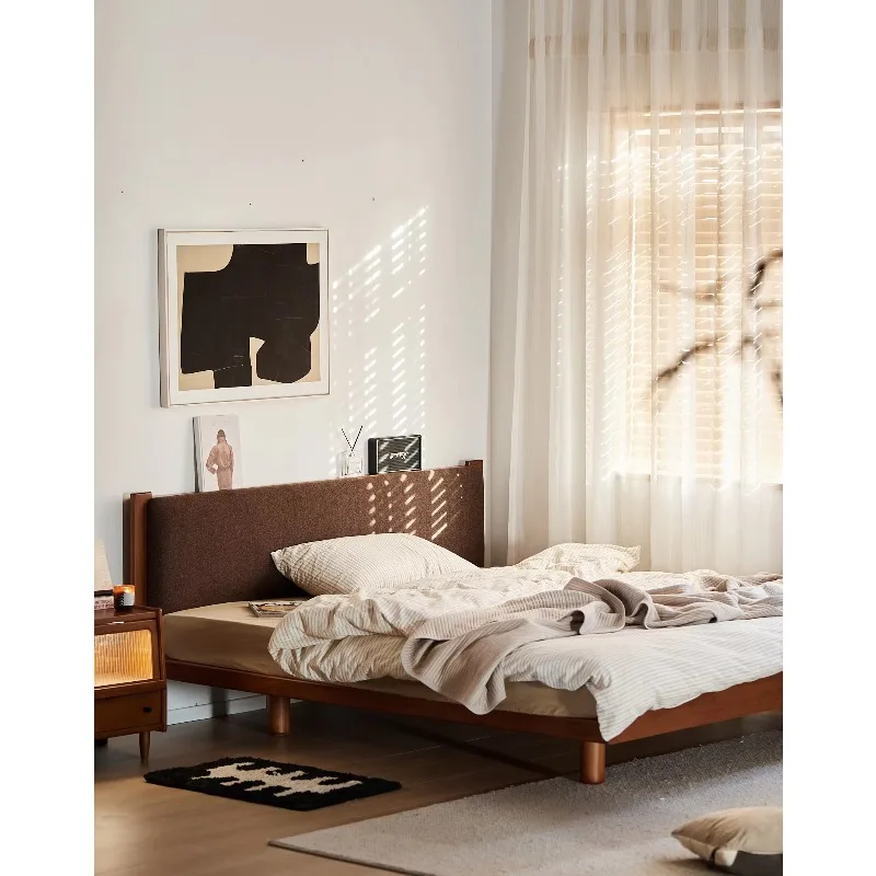 

Modern minimalist solid wood bedroom set standard, size apartment light and luxurious