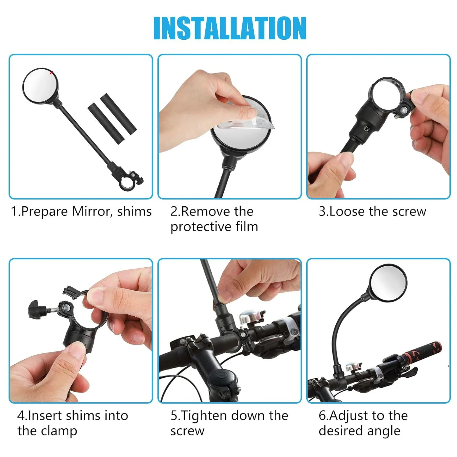 1/2pcs Bicycle Rearview Handlebar Mirrors 360 for Mountain Road Bike Motorcycle Bendable Hose Adjustable Rearview Mirror