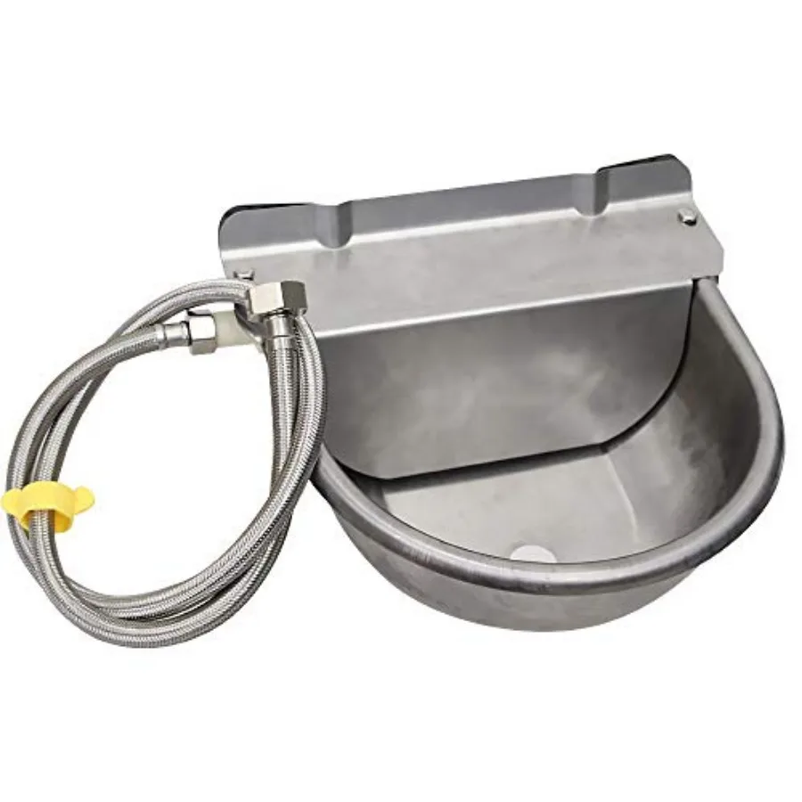 

Stainless Steel Automatic Dog Waterer Bowl with Float Valve and 1M Hose one end 3/4'' Livestock Waterer for Dog Goat Cattle (wi