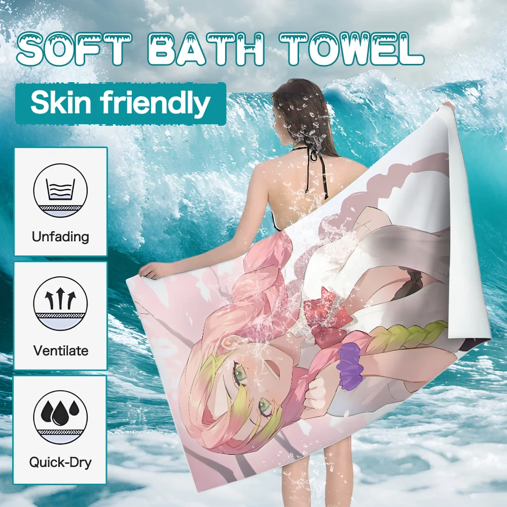 K-Kanroji M-Mitsuri Anime Towel Ultra Soft Absorbant Quickdry Large Beach Towels Personalized Gym Sport Bath Towels