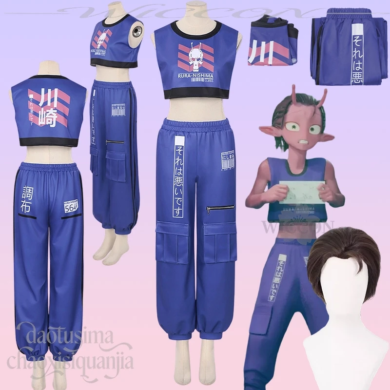 

Костюм для косплея Каната Милли (Milky) из аниме Subwayy: панк-стиль, Y2K, спортивная одежда, фиолетовый жилет, брюки, парик. Наряд для Хэллоуина и Рождества.