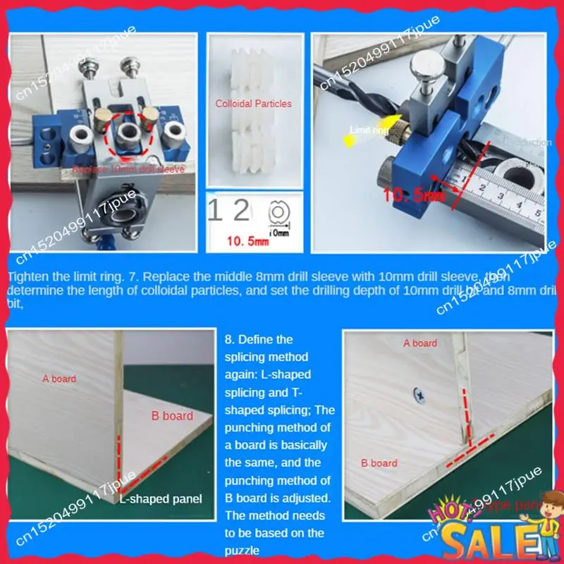 BOFO Localizzatore guida per trapano con maschera per fori tascabili per tasselli a sgancio rapido per giunzioni di tavole di legno Strumenti per la lavorazione del legno Alluminio, lavoro fine