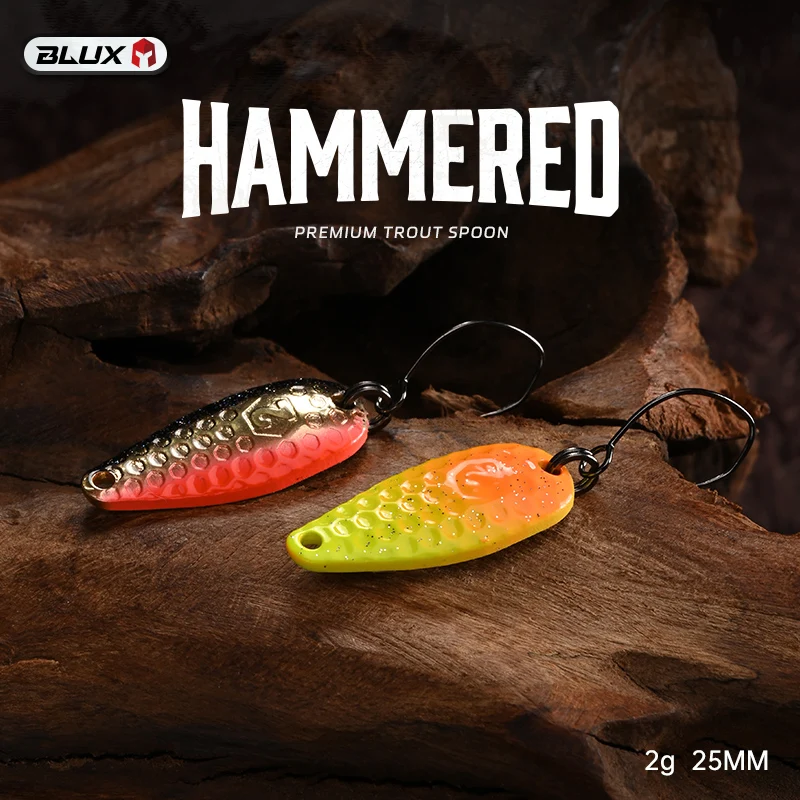 BLUX HAMMERED 2g Fishing Lure Metal Spoon Area Trout Colorful Brass Copper Bait Freshwater Stream Tackle for Chub Perch Salmon view 3