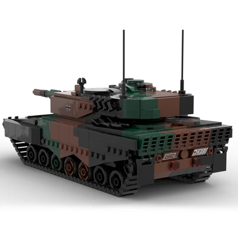 WW2 wojskowy Leopard 2A główny czołg bojowy DIY montaż cegieł opancerzony pojazd bojowy Model klocki edukacyjne zabawki prezenty