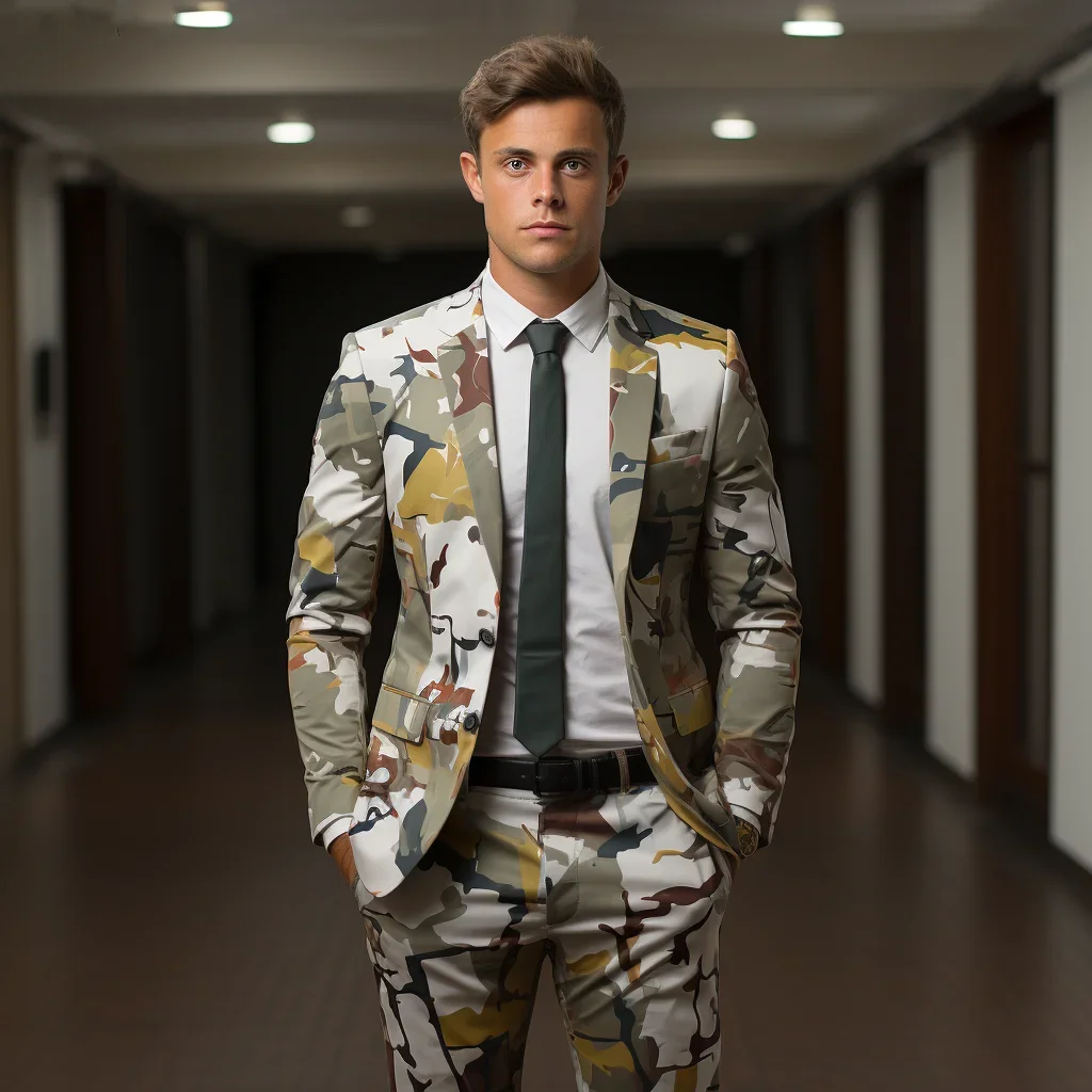 New Geometric Camouflage Tactical Handmade Suit Men's 3D Digital Printing Suits Cos Party Nightclub Shiny Cool Performance Set