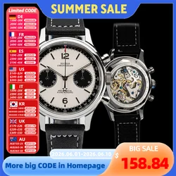 Tianjin Movment ST19 1963 Polit Men Watch Chronograph Air Force Sapphire Mechanical Wristwatch Clock Panda Clock Reloj 1963 38mm