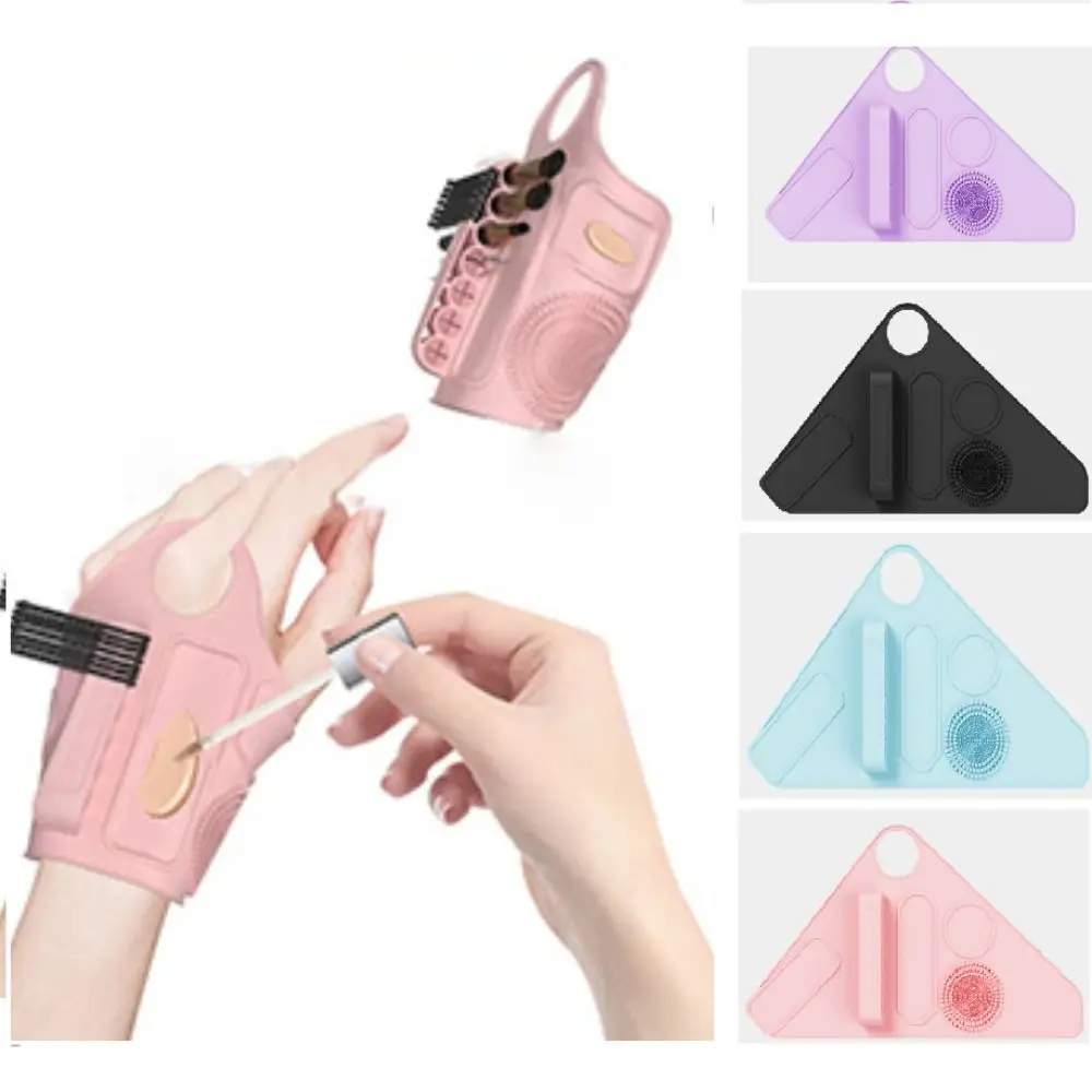 Professional Makeup Palette Mixer Durable Subzone Wrist Makeup Brush Holder Silica Gel Washable Makeup Brush Cleaner