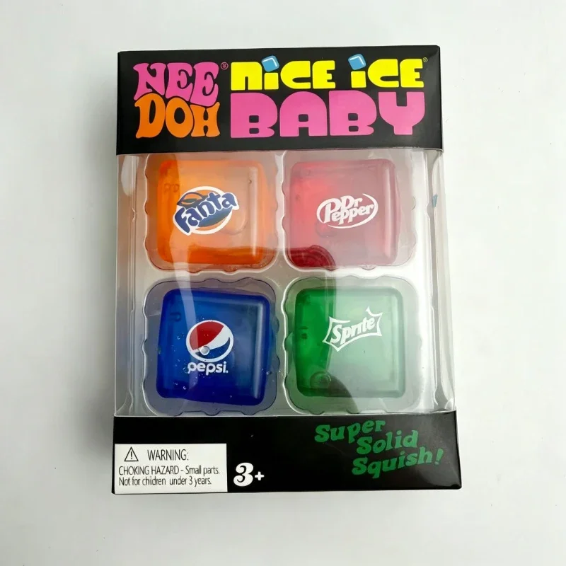 Hot Needoh Nice Ice Baby Fidget Cube Set 4 Pack Super Solid Squish Sensory Toys Non-toxic Squeeze Toys for ADHD and Autism Gift