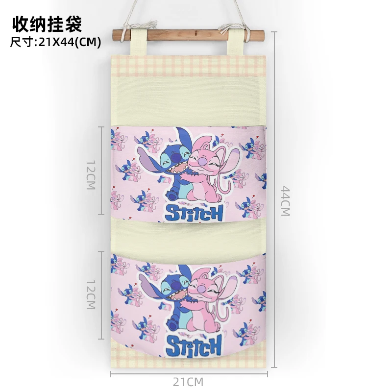 Disney Stitch Anime Cosmetic Cases Cartoon Hanging Organizers Wall Customized Wardrobe Storage Bag Household Gift