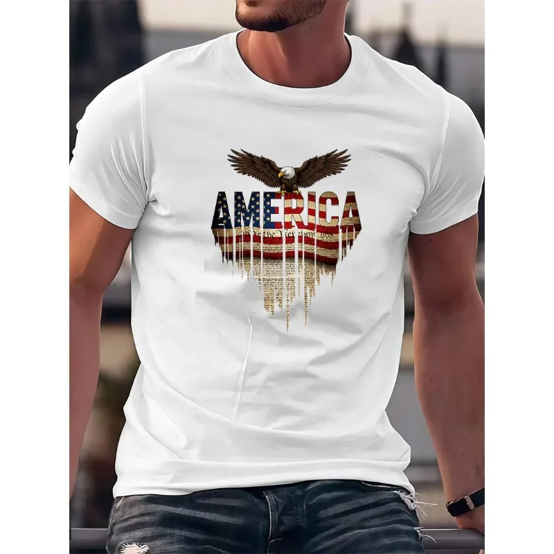 

Patriotic American Flag Shirt for Men USA Eagle Constitution Graphic Tee 4th of July Independence Day Freedom America T Shirt