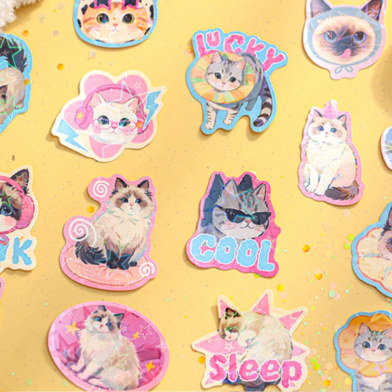 مجموعة ملصقات Mr.Paper مكونة من 4 قطع لطيفة على شكل كيتي، سلسلة Cat Wonder House لسكرابوكينغ المجلات، وديكور الحيوانات الأليفة Kawaii