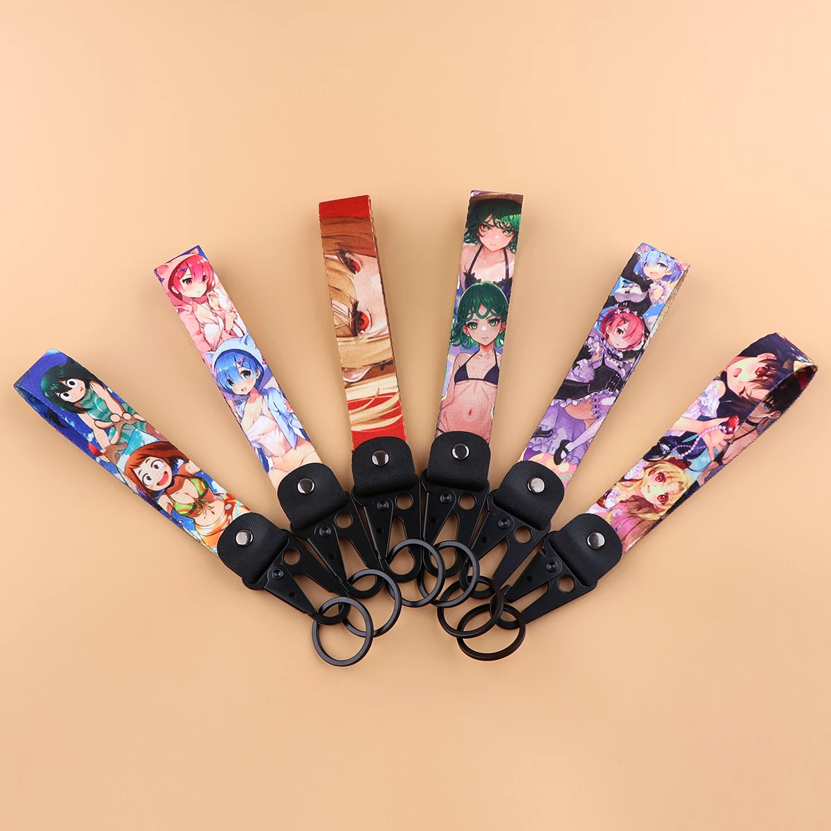 Short Phone Rope Wrist Strap Anime Lanyard for Keys Bracelet Key Ring Holder Car Motorcycle Keychain Accessories