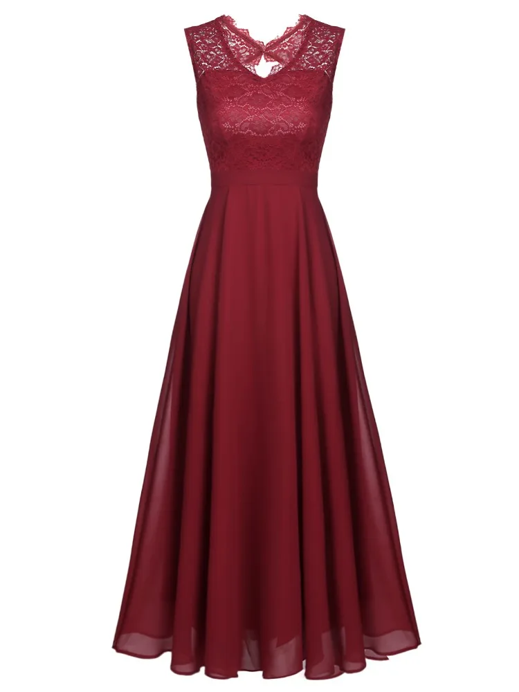 

2026 New Women's Lace Dress Summer Crew Neck Pleated Swing A-line Dress Elegant Mother of The Bride Wedding Party Long Dresses
