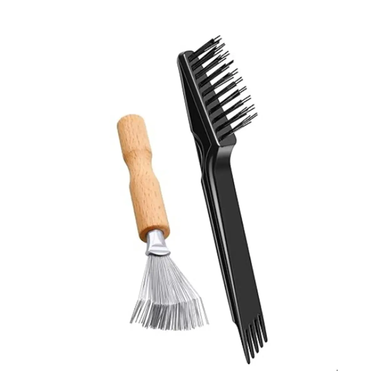 REST 2 Pieces Hair Brush Cleaning Tools - Mini Comb Cleaner Rake with Wooden Handle for Removing Hair Dust and Salon
