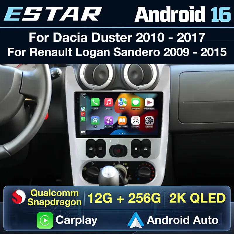 Wireless Carplay Android 16 For Renault Logan 1 Sandero 2009 2010 2011 2012 - 2015 Largus Dacia Duster Car Radio 4G LTE WIFI DTS