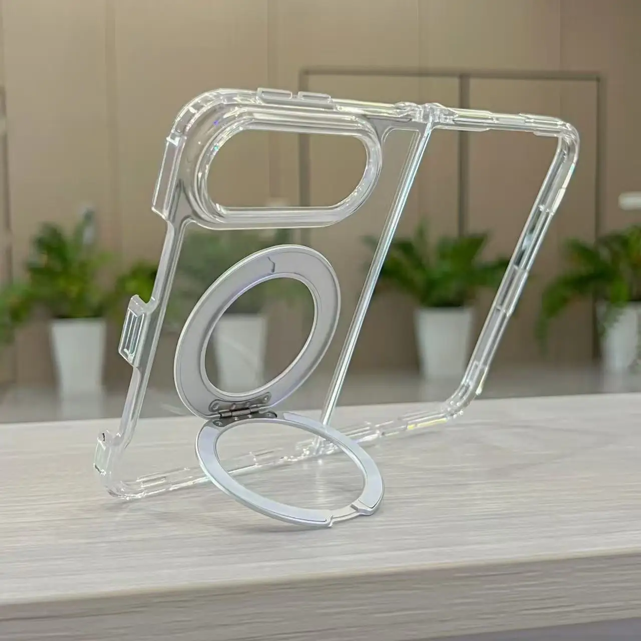 Luxuriöse transparente Schutzhülle für iPhone Duo 18 Fold 18Ultra mit Magsafe-Magnetfunktion, Metallständer, TPU-Rahmen und Kunststoff-Handyhülle