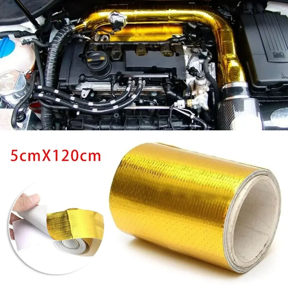 Car Heat Shield Tape Sticker Air Intake Heat Insulation Shield Wrap Reflective Heat Barrier Self Adhesive Engine 120cmx5cm
