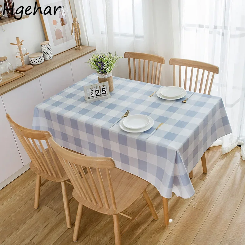 Plaid Table Cloth Nordic Style Waterproof Oilproof Ins Simple Design Desk Dining Cover Rectangular Tafelkleed Tablecloth Durable