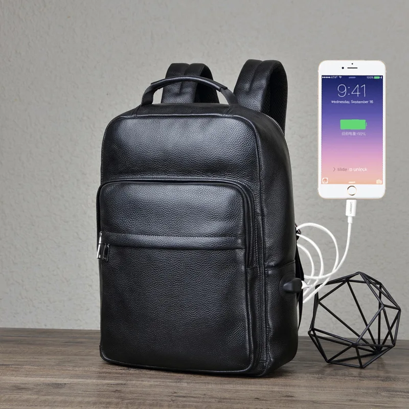 New Genuine Leather Outdoor Travel Men's Top Layer Cowhide Business Trip Laptop Backpack Schoolbag School Bags For Teenagers