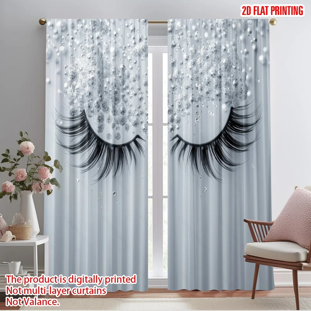 2pcs,2D plane printing Curtain Popular Bubble Lashes Versatile Durable Polyester (without rod) Decorations Outdoor Perfect for