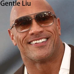 Oversized Square Rimless Sunglasses Men 2026 Luxury Brand Designer Vintage Frameless Sun Glasses for Male Retro Eyewear Shades
