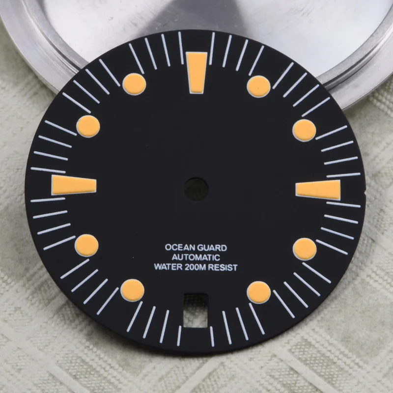 

Numberless Dial 28.5MM Dial without logo Dial 3.0 O'clock Orange Super Luminous For NH35A NH36A movement Watch Mod