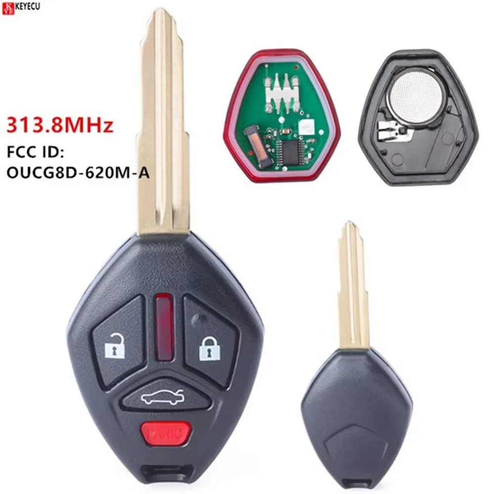 KEYECU Keyless Remote Car key Fob 313.8MHz 3+1 Button for 2007 2008 2009 2010 2011 2012 Mitsubishi Eclipse Galant OUCG8D-620M-A