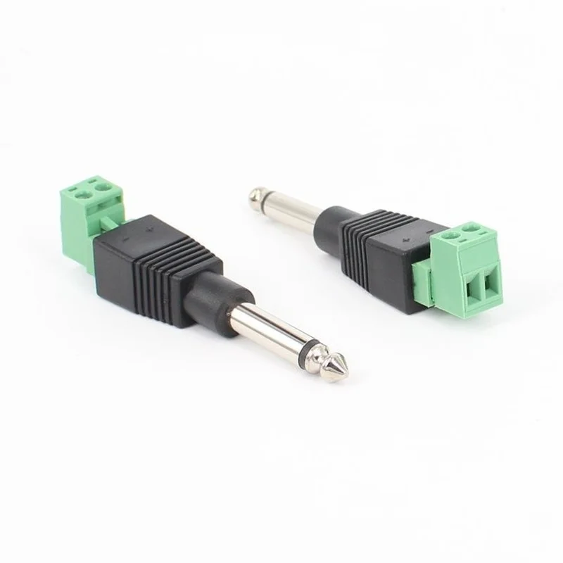 mono macho plug para parafuso terminal solderless audio adaptador conversor pecas lote 635 mm 01