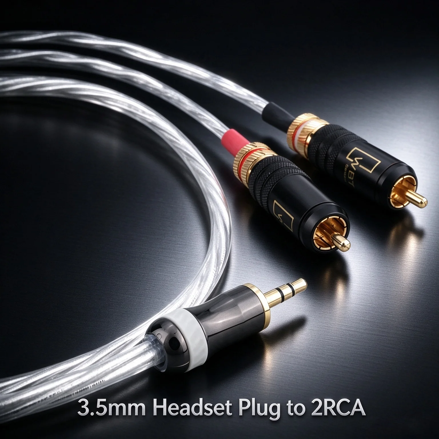 HIFI Audiophile Silver Plating AUX 3.5mm Headset Plug to 2RCA Jack Audio Signal Line Computer and Audio Connection Cable