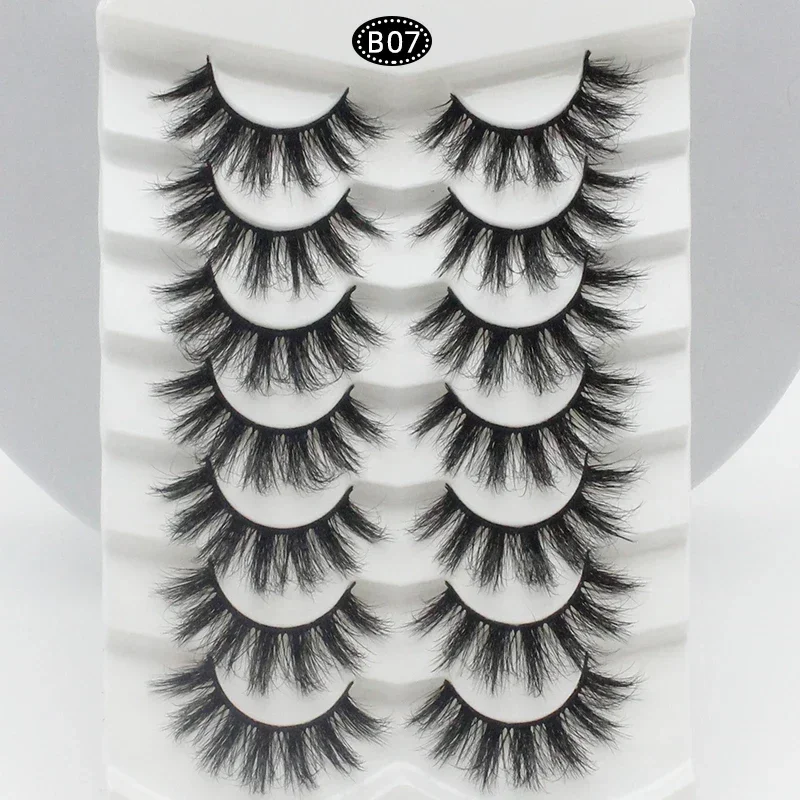False Eyelashes 7 Pairs Fluffy Wispy Faux Mink Lashes Cat Eye Effect Dramatic Eye Lashes Thick Long Extension Makeup Wholesale