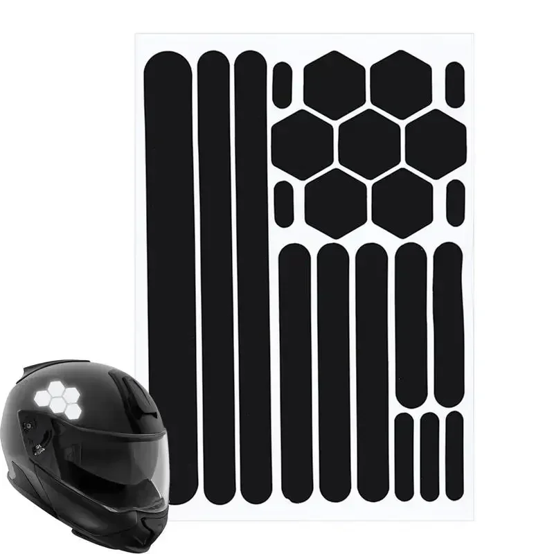 Black Reflective Stickers Motorcycle Riding Helmet Reflective Stickers Self-Adhesive Reflective Tape Nighttime Safety Stickers