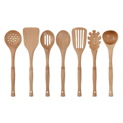 1pc Nature Wood Utensils Set Kitchen Cooking Spatula Spoon Spaghetti Wok Kit Wooden Cookware