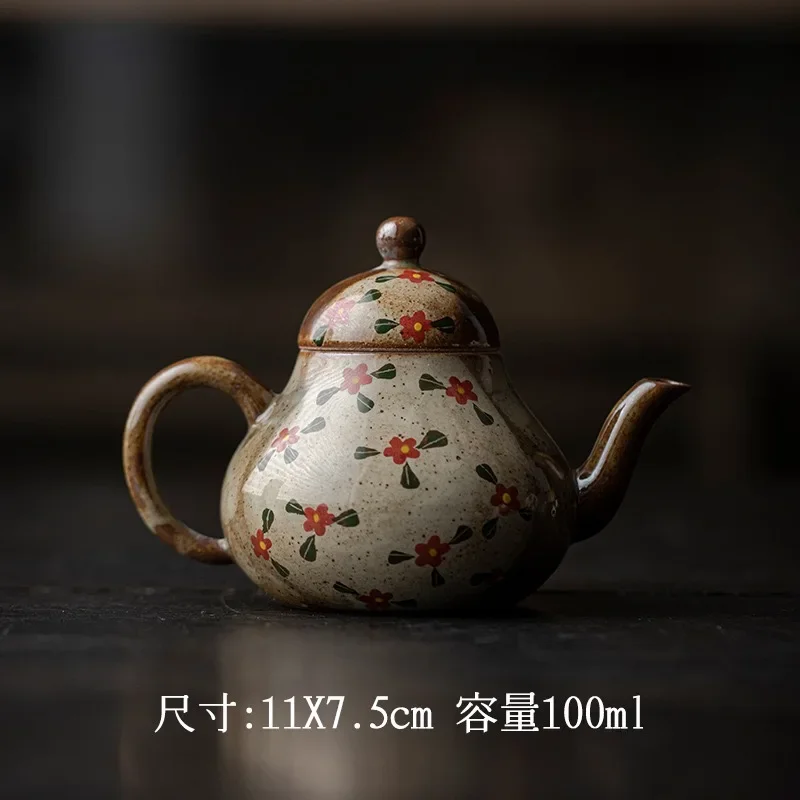 Japanese Imitation Firewood Teapot Handmade Coarse Pottery Teapot with Filter Underglaze Hand-painted Kung Fu Tea Set Ornaments 6