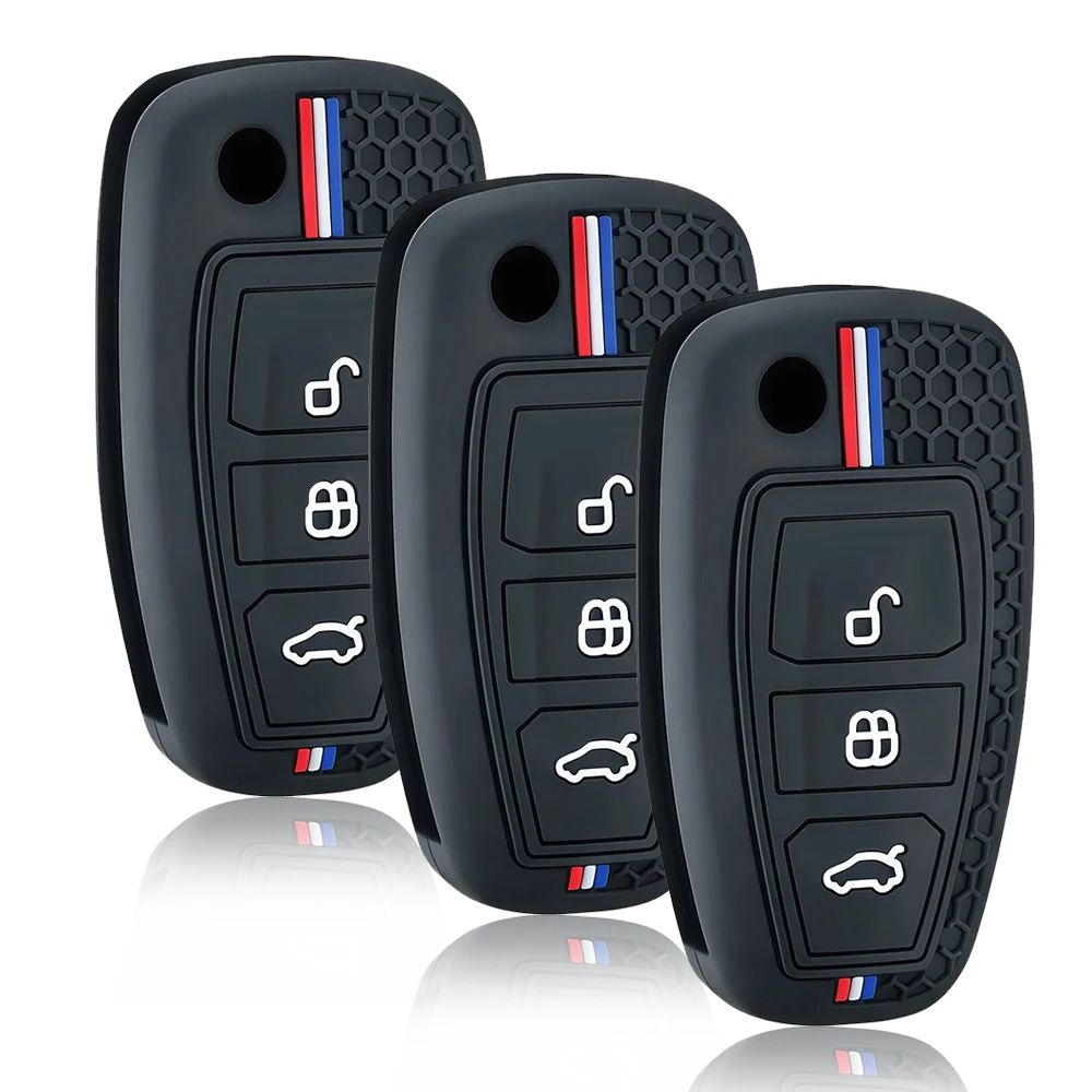 3 Button Silicone Car Remote Key Fob Cover Case For Ford Ranger C-Max S-Max Focus MK3 Galaxy Mondeo Transit Tourneo Custom
