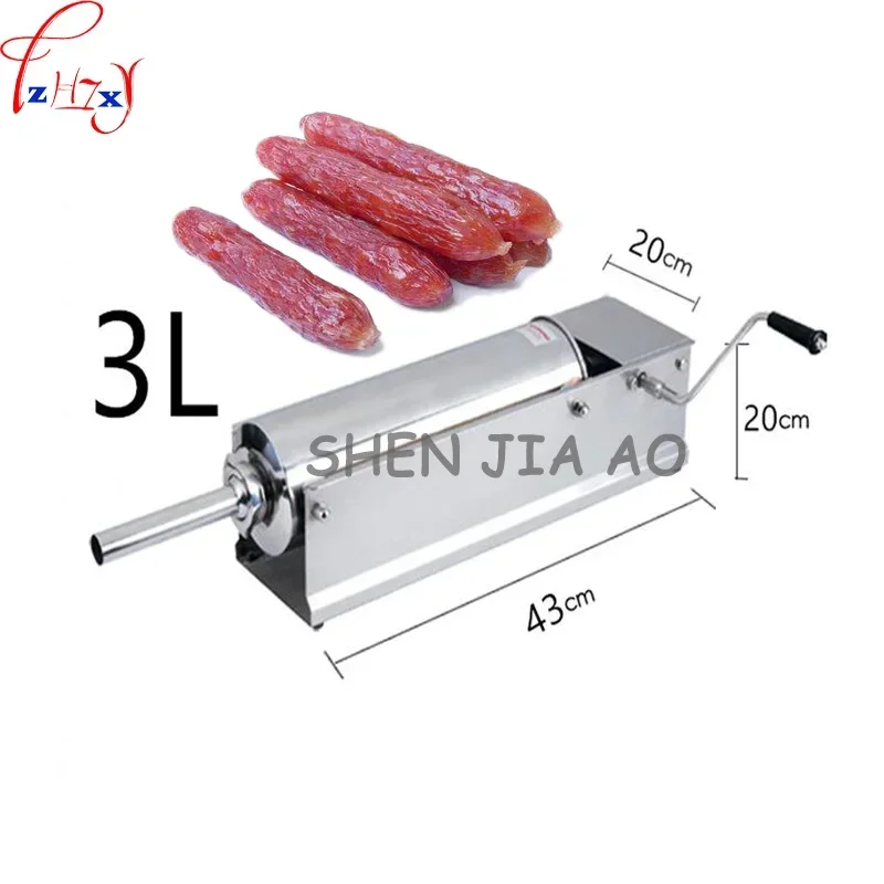 1pc Household 3L Manual Horizontal Sausage Stuffer Thickened 304 Stainless Steel Sausage Machine Manual Sausage Stuffer