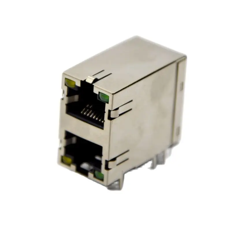 New RJ45 Network Connector Socket Module ,90 Degree Double 59-2x1 for Circuit Board with Lamp Shield Special sale