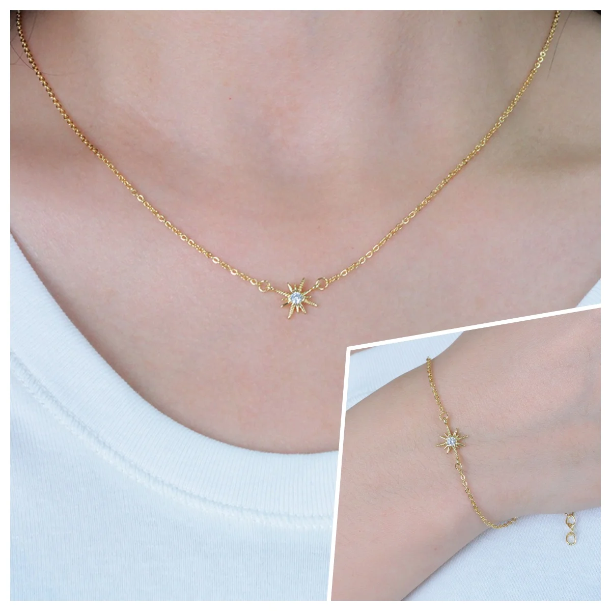 

2pcs Women Jewelry Set Necklace & Bracelet,Gold Color, Christmas Jewelry