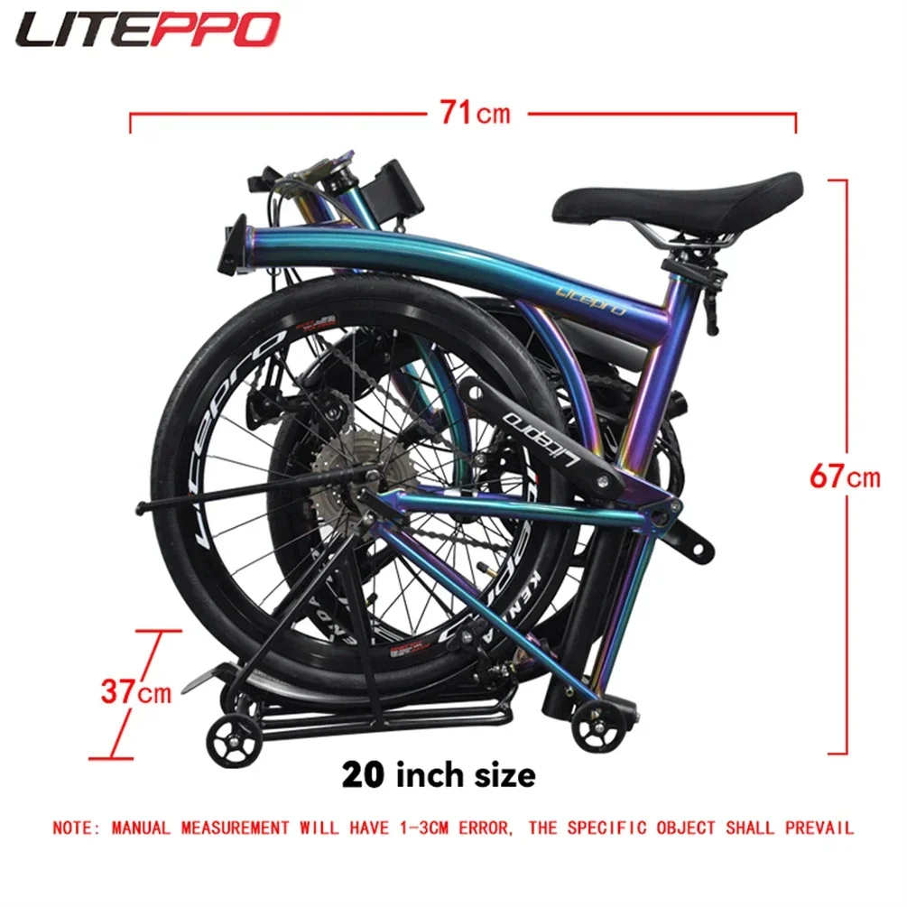 Litepro 20Inch Steel Frame External 9 Speed Tri-fold Folding Bicycle Straight M Handlebar