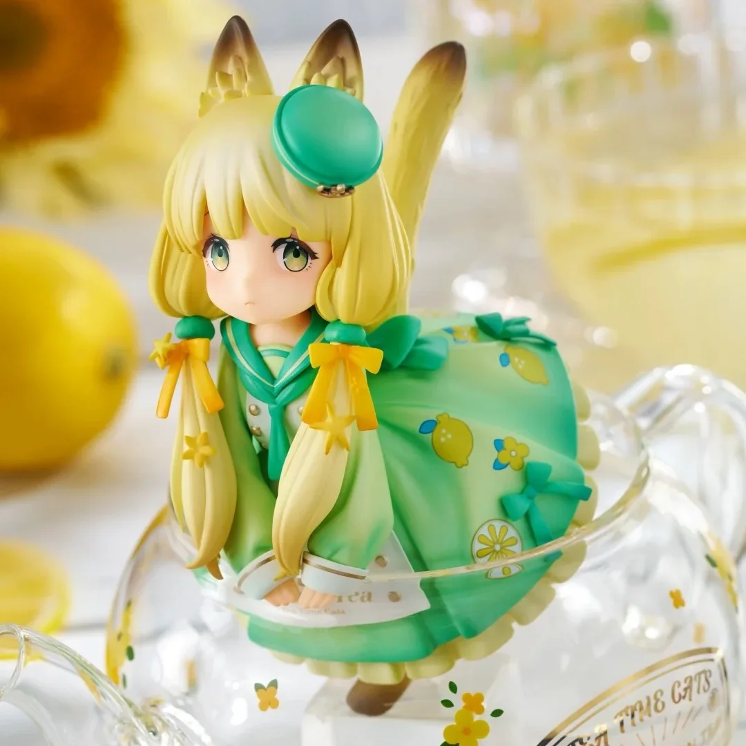 

Genuine Ribose Star Tea Party Cat Lemon Cat Teapot Meow Action Figure Model Toy Desktop Collection Ornament Toy